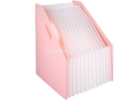Лоток д/бумаг вертикальный 13 отделений "Macaron" складной, пастельный розовый, полипропилен EB41102
