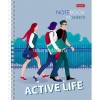 Тетрадь А5 96л клетка "Active life" на спирали матовая ламинация 4 дизайна 080268 от магазина "Карандаш"