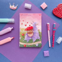 Бизнес-блокнот А5 80л "Лавандовая лама" клетка глянцевая ламинация 7БЦ 3-80-072/19 от магазина "Карандаш"