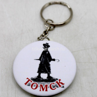 Брелок "Виды Томска №1. Памятник Чехову А.П." круглый d-44мм, покрытие софт-тач от магазина "Карандаш"