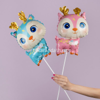 Шар воздушный 38см(15") на палочке "Мини. Олененок розовый" с клапаном, фольга 23621 от магазина "Карандаш"