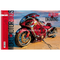 Альбом для рисования А4 32л "Мото" на спирали перфорация на отрыв, 5 дизайнов 074763 от магазина "Карандаш"