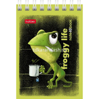 Блокнот А7 40л "Лягух Кир" клетка, на спирали 6 дизайнов 081184 от магазина "Карандаш"