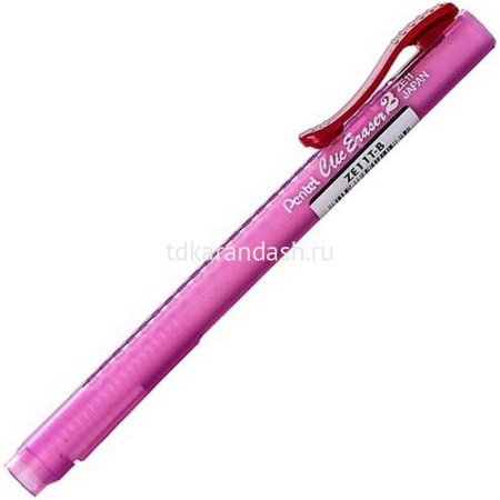 Ластик-карандаш "Clic Eraser 2" прямоугольный в футляре, 6х6х80мм, белый, красный корпус ZE11T-B