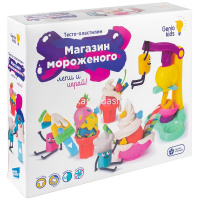 Набор д/лепки из теста 6 цветов 50гр. "Магазин мороженого" (пресс, трафареты, стаканы, формочки, лож от магазина "Карандаш"