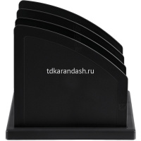 Подставка д/бумаг 3-х секционная 17х19х21,5см сборная черная, пластик ПБ07 от магазина "Карандаш"