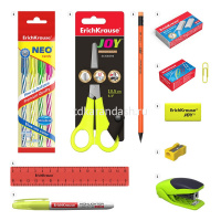 Набор настольный "Victoria. Neon Solid" 28,5х12,5х22см 13 предметов, пластик, желтый 53266 от магазина "Карандаш"