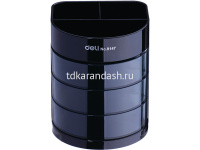 Подставка д/канц.принадлежностей d-8,5х10,5см 6 отделений, пластик, черная/серая E9147 от магазина "Карандаш"