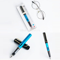 Ручка перьевая 0,38мм синяя, голубой корпус софт тач, 1 картридж 3920/11729-24 от магазина "Карандаш"