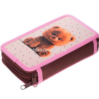 Пенал "Пушистый мишка" 19х11х5см, прямоугольный, двухстворчатый, матовая ламинация 3D лак 088898 от магазина "Карандаш"