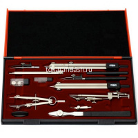 Картинка Готовальня 14 предметов (циркули, измеритель, рейсфедеры, удлинитель, отвертка, грифели и др.) 7452 от магазина "Карандаш" Готовальня 14 предметов (циркули, измеритель, рейсфедеры, удлинитель, отвертка, грифели и др.) 7452 от магазина "Карандаш"