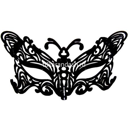 Маска венецианская ажурная, бархат, черная Y7283-18