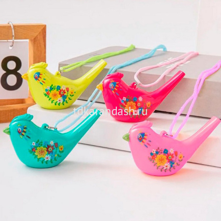 Свисток "Птичка" 9,5х6см со шнурком, пластик, 6 цветов 11307-24 от магазина "Карандаш"