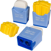 Точилка 2 отв. "Good Mood. Картошка Фри" с контейнером и ластиком, пластик 4 цвета 35-0060 от магазина "Карандаш"