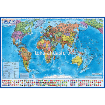 Карта мира Политическая 1:21, 5М 157х107 КН063 (с ламинацией)