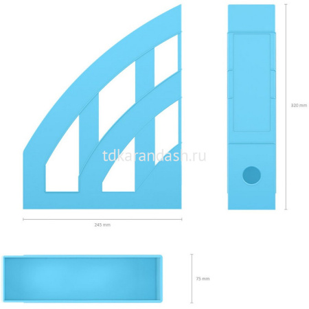 Лоток д/бумаг вертикальный "Office Pastel" ширина 7,5см голубой, пластик 55580 от магазина "Карандаш"