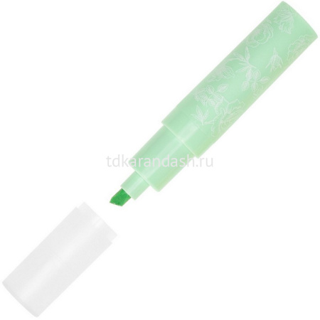 Маркер текстовыделитель "Flower marker zefir" зеленый, клиновидный наконечник, толщина линии 1-4мм