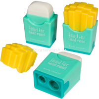 Точилка 2 отв. "Good Mood. Картошка Фри" с контейнером и ластиком, пластик 4 цвета 35-0060 от магазина "Карандаш"