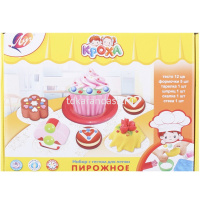 Тесто для лепки 12 цветов 27гр. (324г) "Кроха. Пирожное" (формочки, скалка, стек,тарелка) 32С 2126-0 от магазина "Карандаш"