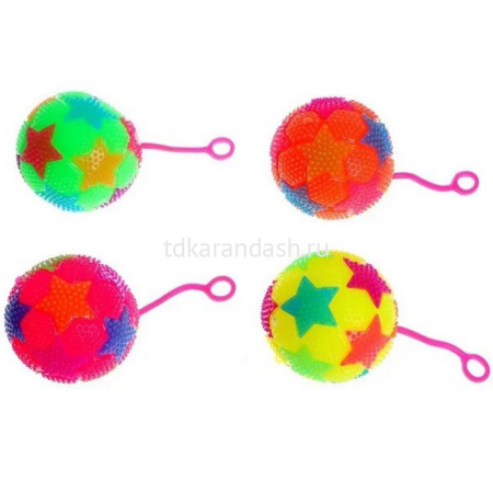 Мяч-попрыгунчик с шипами "Звезды" 7,5см на подвеске (звук) 4 цвета CQ2232 от магазина "Карандаш"