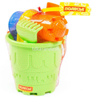 Набор д/песка №524 (ведро-замок большое, лопатка №5, грабельки №5, 3 формочки) 51776 от магазина "Карандаш"