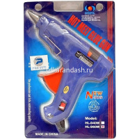 Пистолет клеевой электрический (60Вт) 19х16х3см диаметр 1,1см, синий корпус Y9363-19/11569-24 от магазина "Карандаш"