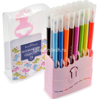 Фломастеры 24 цвета "HappyColor" в пластиковом пенале, 2 вида 32-0045 от магазина "Карандаш"