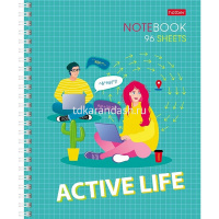 Тетрадь А5 96л клетка "Active life" на спирали матовая ламинация 4 дизайна 080268 от магазина "Карандаш"