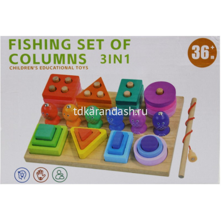 Игра логическая "Рыбалка-Пирамидка" 22х15см 36 деталей, дерево XJ4095 от магазина "Карандаш"