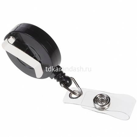 Держатель-рулетка для бейджа 70см черный, петелька, с клипом, в блистере NB_079248 от магазина "Карандаш"