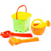 Набор д/песка №264 (ведро-крепость малое, ситечко-крепость, совок №2, грабельки, лейка малая) 7147 от магазина "Карандаш"