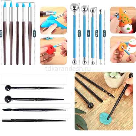 Набор инструментов для моделирования 34шт. металл/дерево в пенале-скрутке Y10785-24 от магазина "Карандаш"