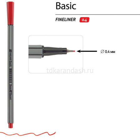 Ручка капиллярная "Basic" 0,4мм красная 36-0009 от магазина "Карандаш"