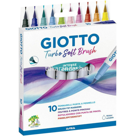 Фломастеры-кисть 10 цветов "Turbo Soft Brush" с вентилируемым колпачком смываемые картон 426800 от магазина "Карандаш"