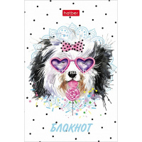 Блокнот А7 48л "Модные мордочки" клетка, склейка, 3-х цветный блок, 5 дизайнов 050051 от магазина "Карандаш"