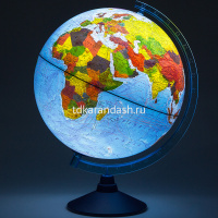 Глобус 320мм Земли физико-политический с подсветкой от батареек Классик Евро Ве013200264 от магазина "Карандаш"