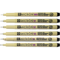 Набор капиллярных ручек 6шт "Pigma Micron" (0,2мм 0,25мм, 0,3мм, 0,35мм, 0,45мм, 0,5мм) черный PO(XS от магазина "Карандаш"