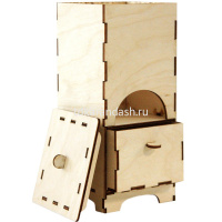 Заготовка для декорирования "Комод для чая одинарный" 9,5х9х22см, фанера 3мм (кол-во деталей- 19шт.) от магазина "Карандаш"
