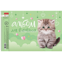 Альбом для рисования А4 32л "Пушистые мордочки" на спирали перфорация на отрыв 5 дизайнов 085220 от магазина "Карандаш"