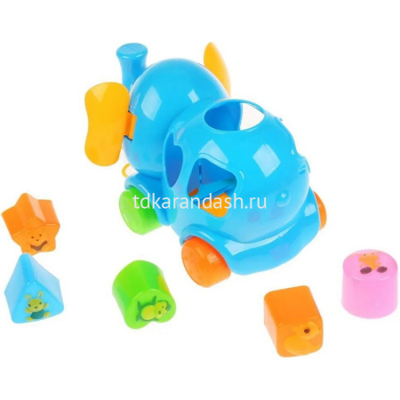 Каталка-сортер "Слоник" 19х13см на веревке, пластик (5 деталей) T536-D5322/6213 от магазина "Карандаш"