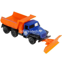 Машина "Урал. Снегоуборочный" инерционный, металл 12см (открываются двери, двигается ковш) от магазина "Карандаш"