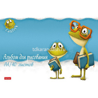 Альбом для рисования А4 40л "Лягушонок Ден" на скобе матовая ламинация, тиснение 5 дизайнов 079728 от магазина "Карандаш"