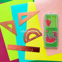 Набор 4 предмета "JuniorGraphix. Арбуз" (линейка 15см, 2 треугольника 10см, транспортир) металл от магазина "Карандаш"