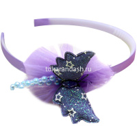 Ободок Бант 17см с крыльями и бусинами, пластик/текстиль, 4 цвета Y10625-24 от магазина "Карандаш"