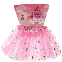 Юбка карнавальная "Звездочка" розовая/серебро, длина 30см, нейлон 342-091 от магазина "Карандаш"