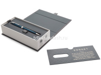 Ручка РШ "Parker Sonnet Slim Subtle Blue Lacquer CT" M черная 1945365 от магазина "Карандаш"