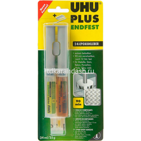 Клей "UHU Plus Endfest" 25гр эпоксидный в шприце 45585