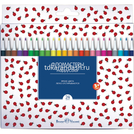 Фломастеры 24 цвета "HappyColor" картон 32-0026 от магазина "Карандаш"