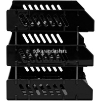 Набор из 3-х лотков горизонтальных сетчатых "Сити" 25х23х34см пластик, черный ЛТГ-30695/ЛТ560 от магазина "Карандаш"