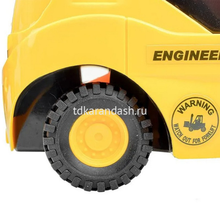 Погрузчик с ящиками и поддоном инерционный на батарейках, пластик 23х9,5х13,5см (свет, звук) WY691A от магазина "Карандаш"
